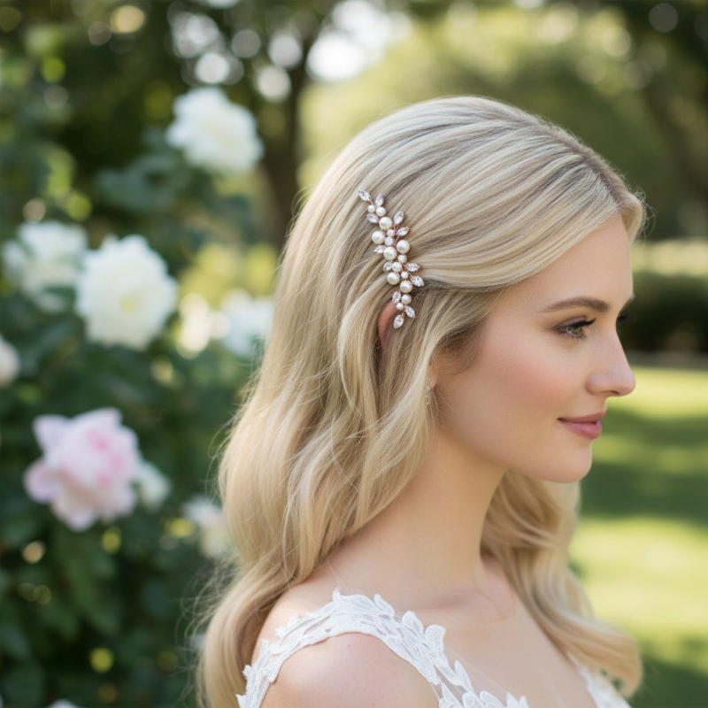Bridal Hair Comb and Earring Set | Gold Crystal and Pearl Duo | Tamar and Talya