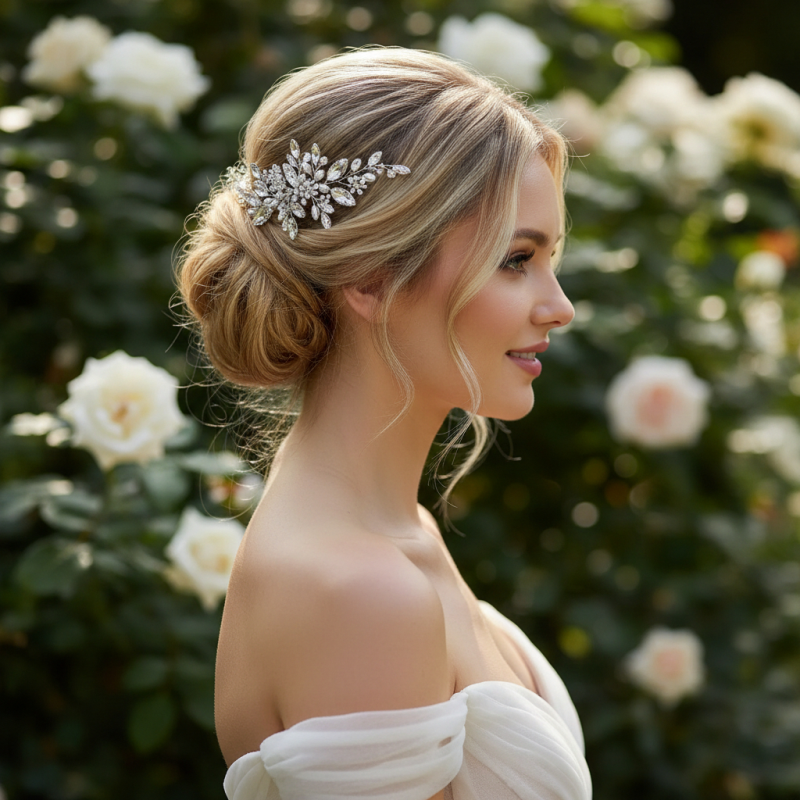 Crystal and Pearl Bridal Hair Comb | Tamar and Talya