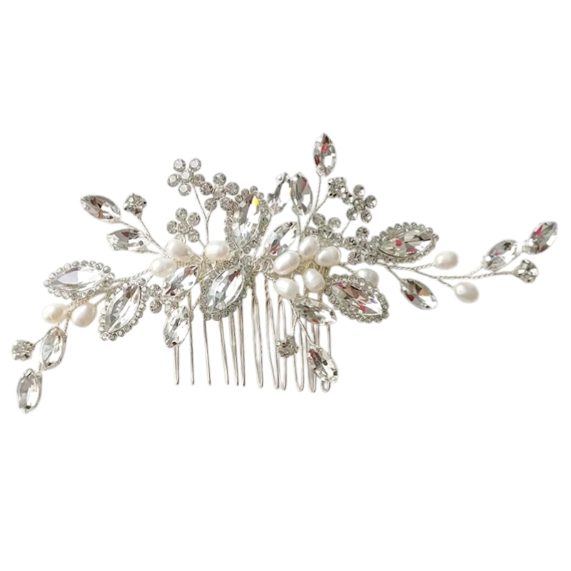 Crystal and Pearl Bridal Hair Comb | Tamar and Talya