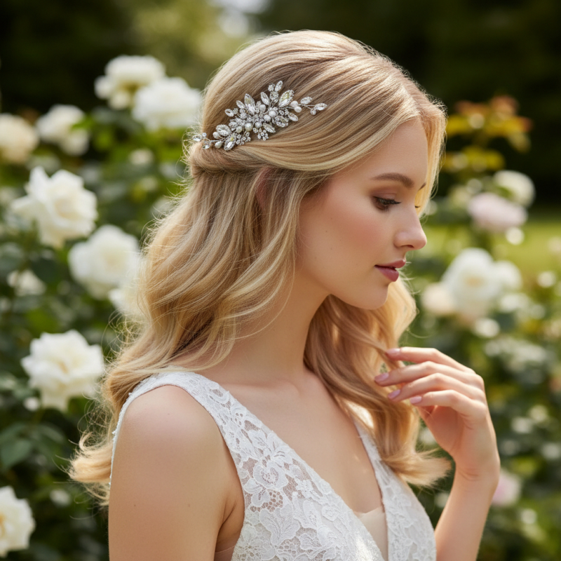 Crystal and Pearl Bridal Hair Comb | Tamar and Talya