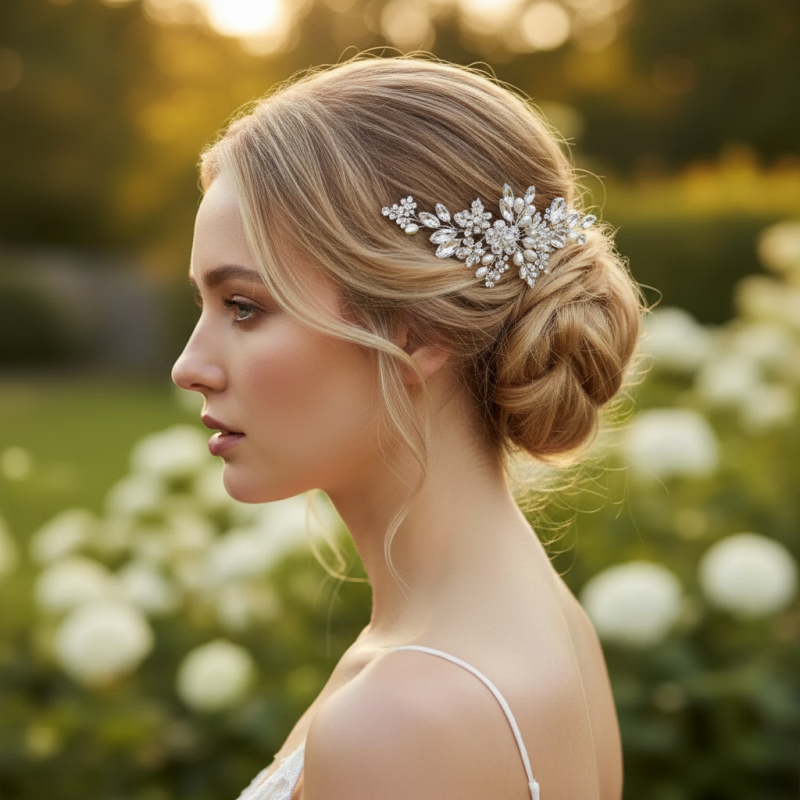 Crystal and Pearl Bridal Hair Comb | Tamar and Talya