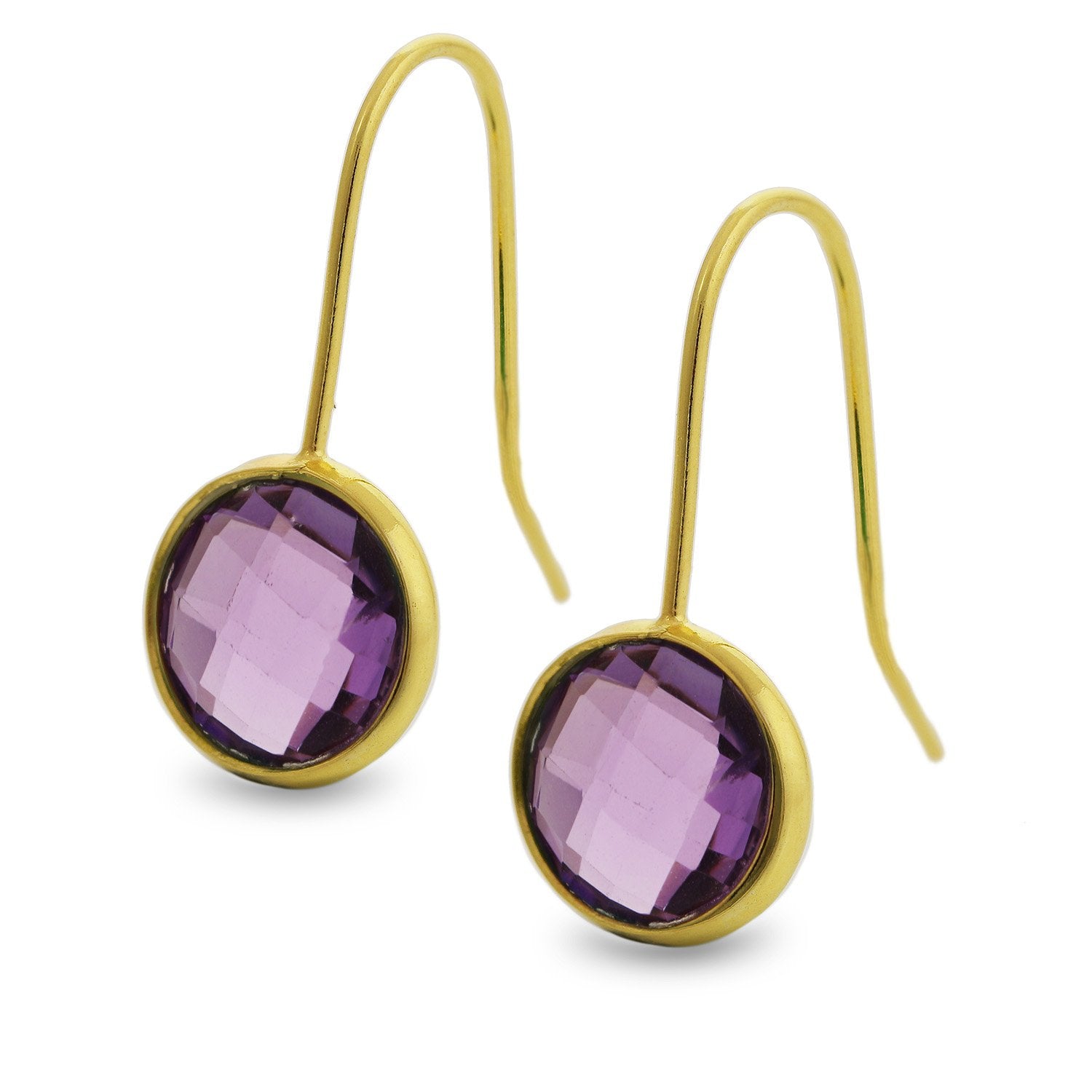 Light Amethyst Gold Drop Earrings | Sterling Silver Gold Plated | Tamar and Talya