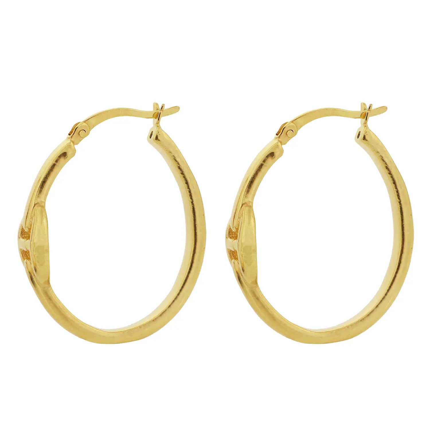 Sterling Silver 9ct Gold Plated Electroformed Oval Hoop Earrings with Knot Detail | 29mm
