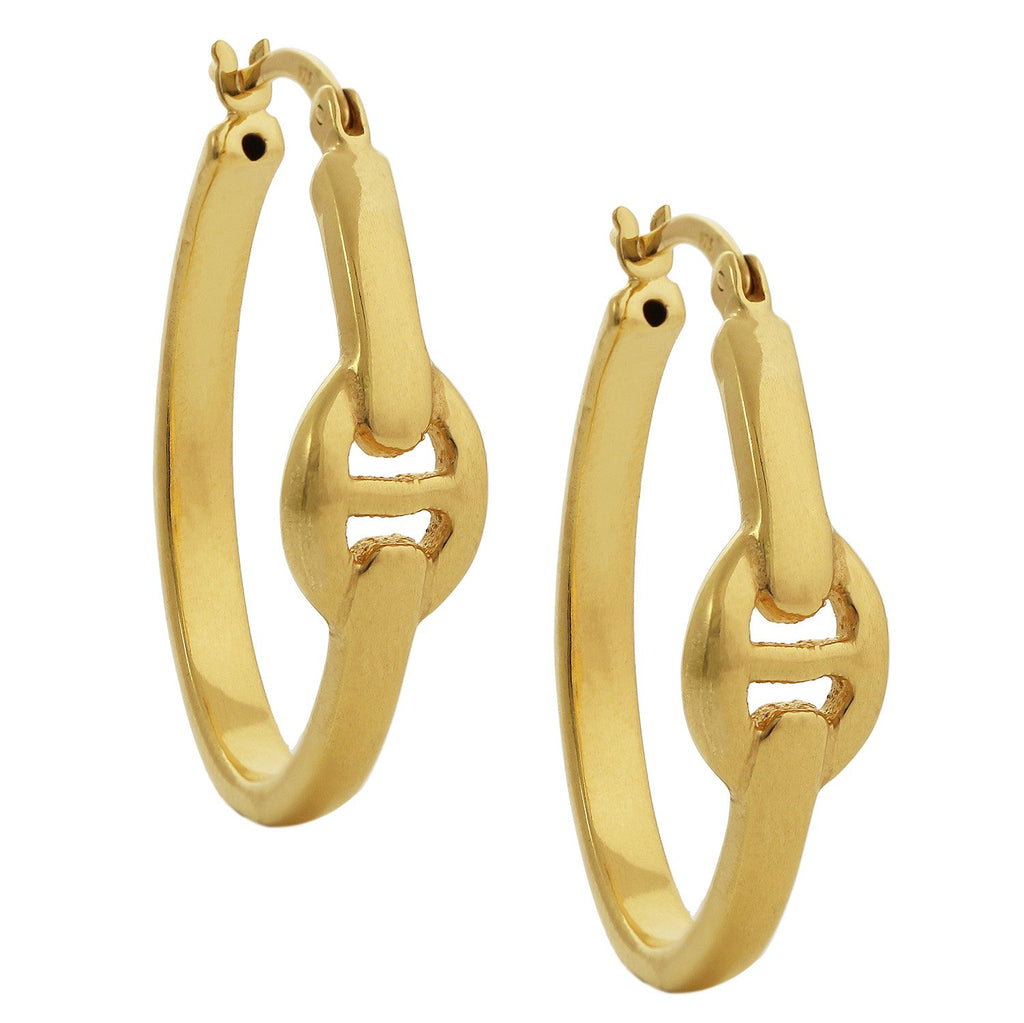 Sterling Silver 9ct Gold Plated Electroformed Oval Hoop Earrings with Knot Detail | 29mm