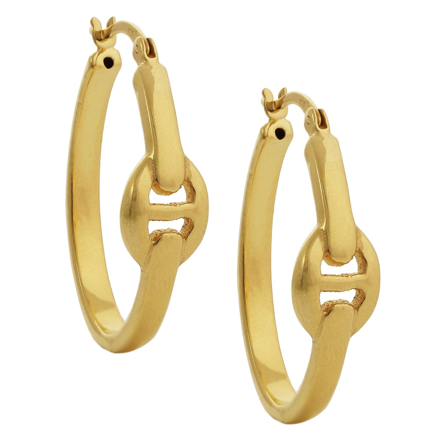 Sterling Silver 9ct Gold Plated Electroformed Oval Hoop Earrings with Knot Detail | 29mm