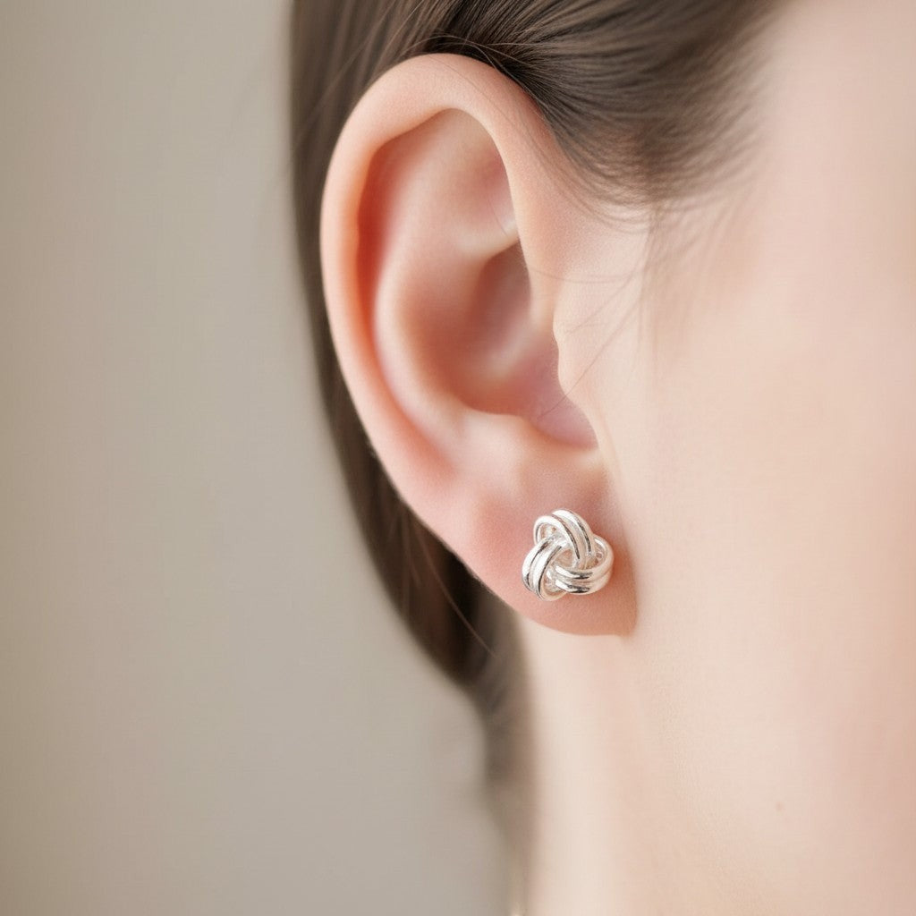 Tamar And Talya Sterling Silver Knot Stud Earrings