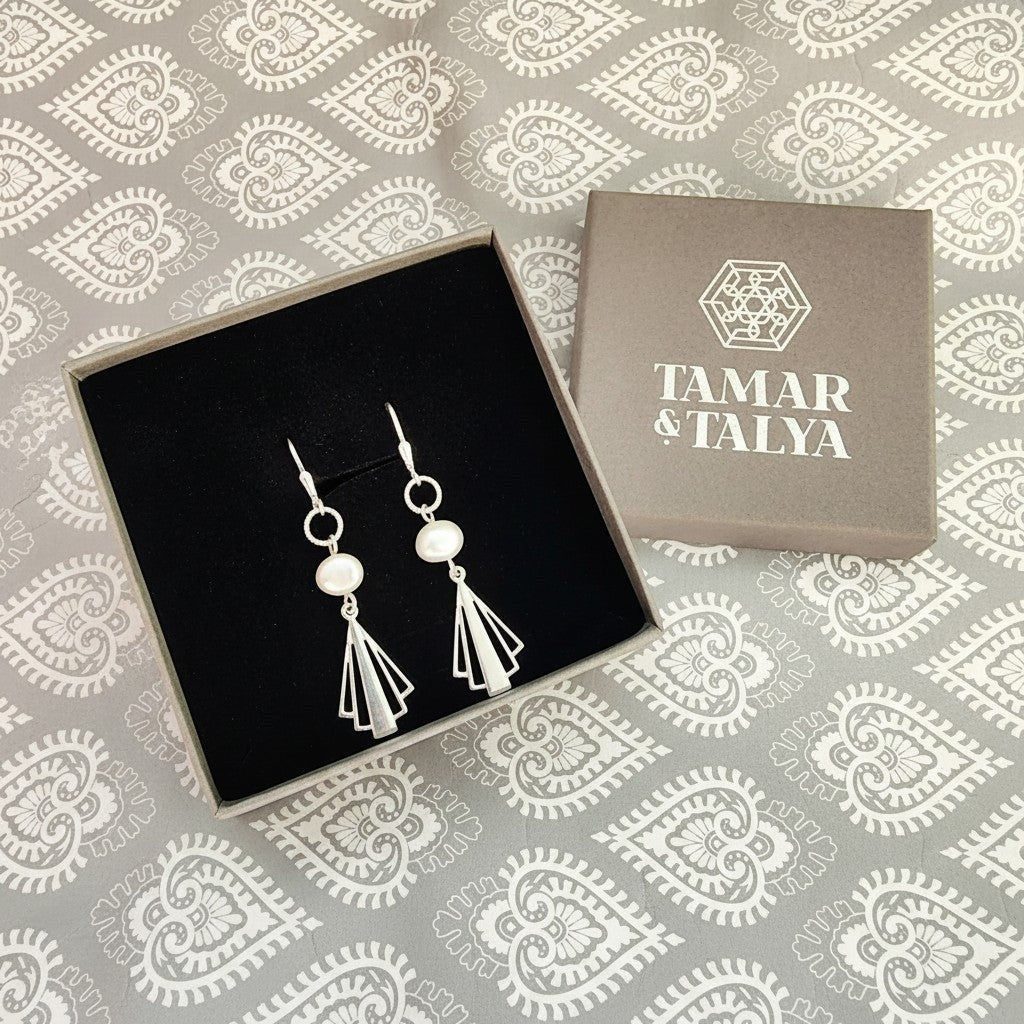 Sterling Silver & Freshwater Pearl Bridal Earrings