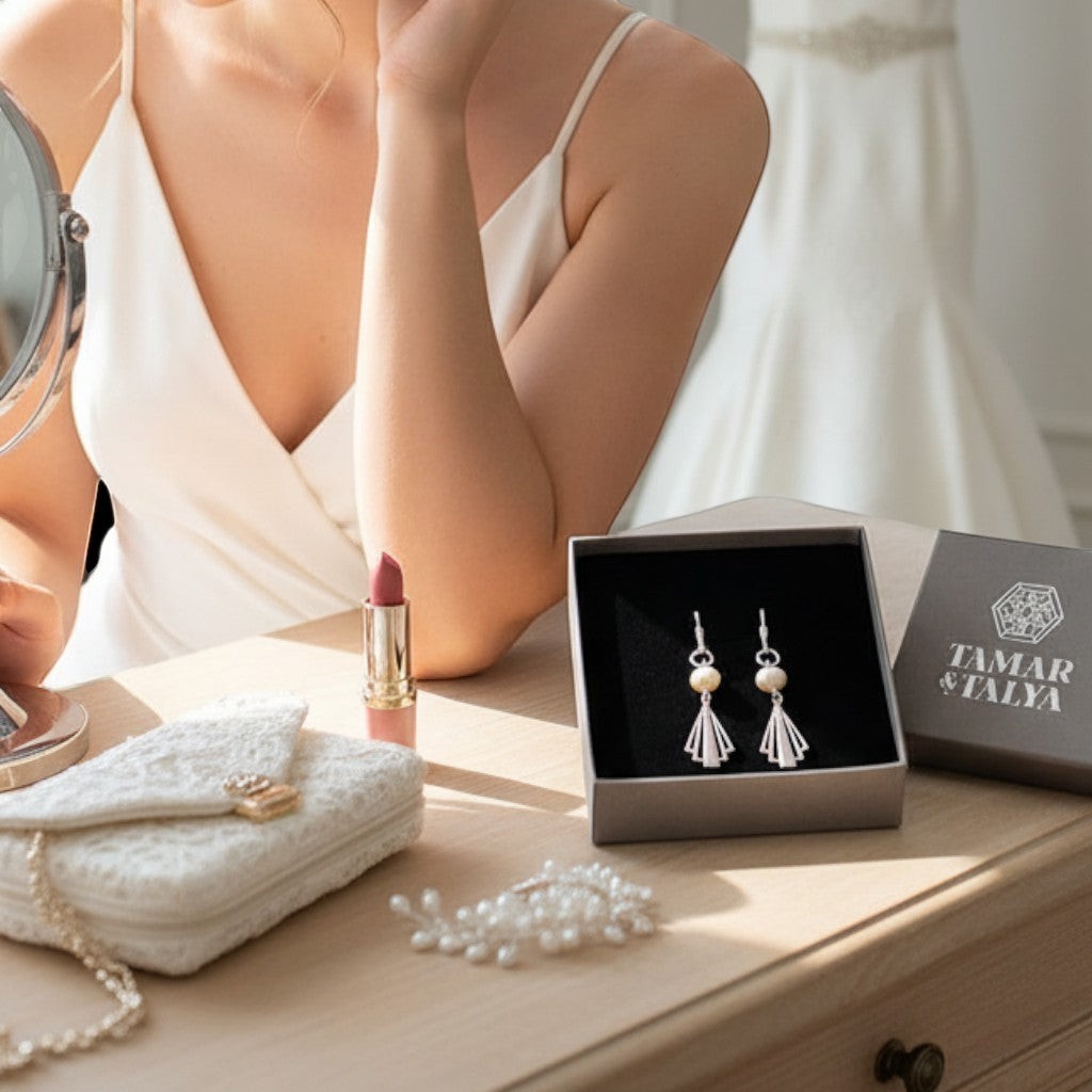Sterling Silver & Freshwater Pearl Bridal Earrings