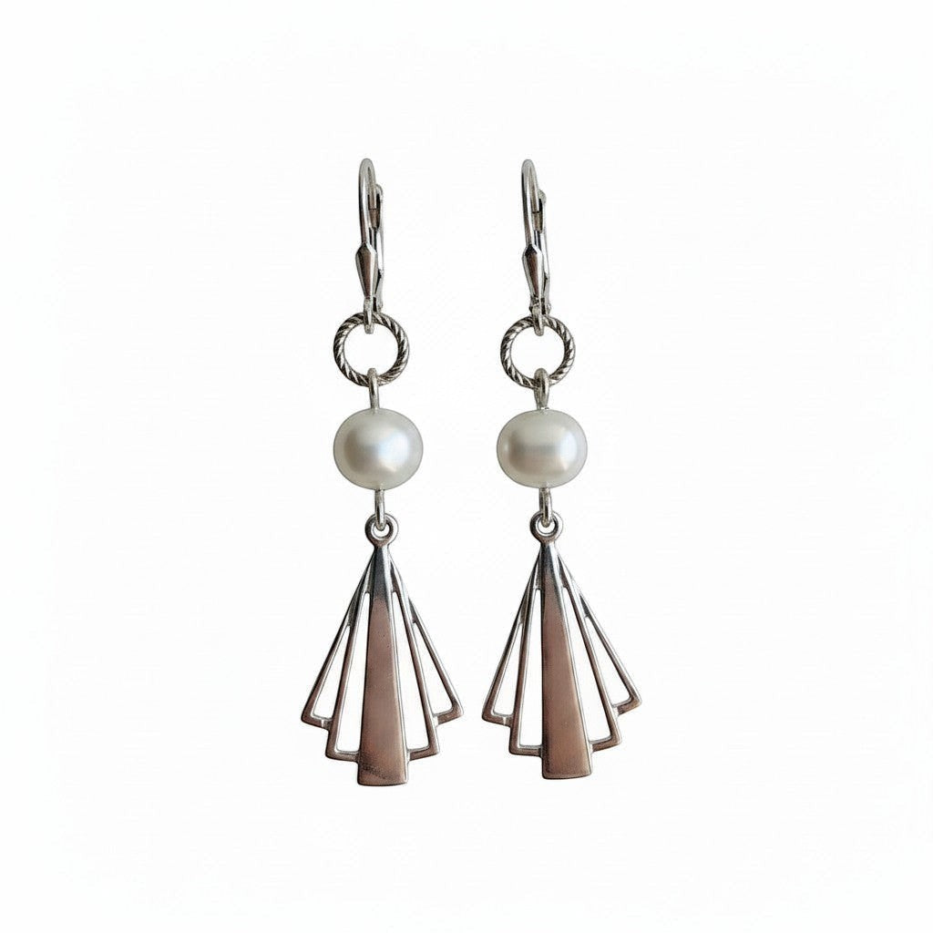 Sterling Silver & Freshwater Pearl Bridal Earrings