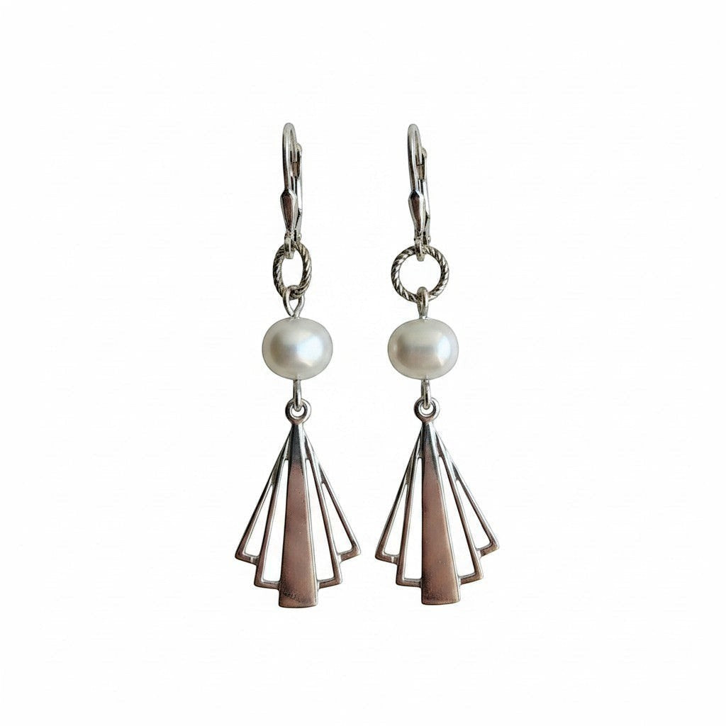 Sterling Silver & Freshwater Pearl Bridal Earrings