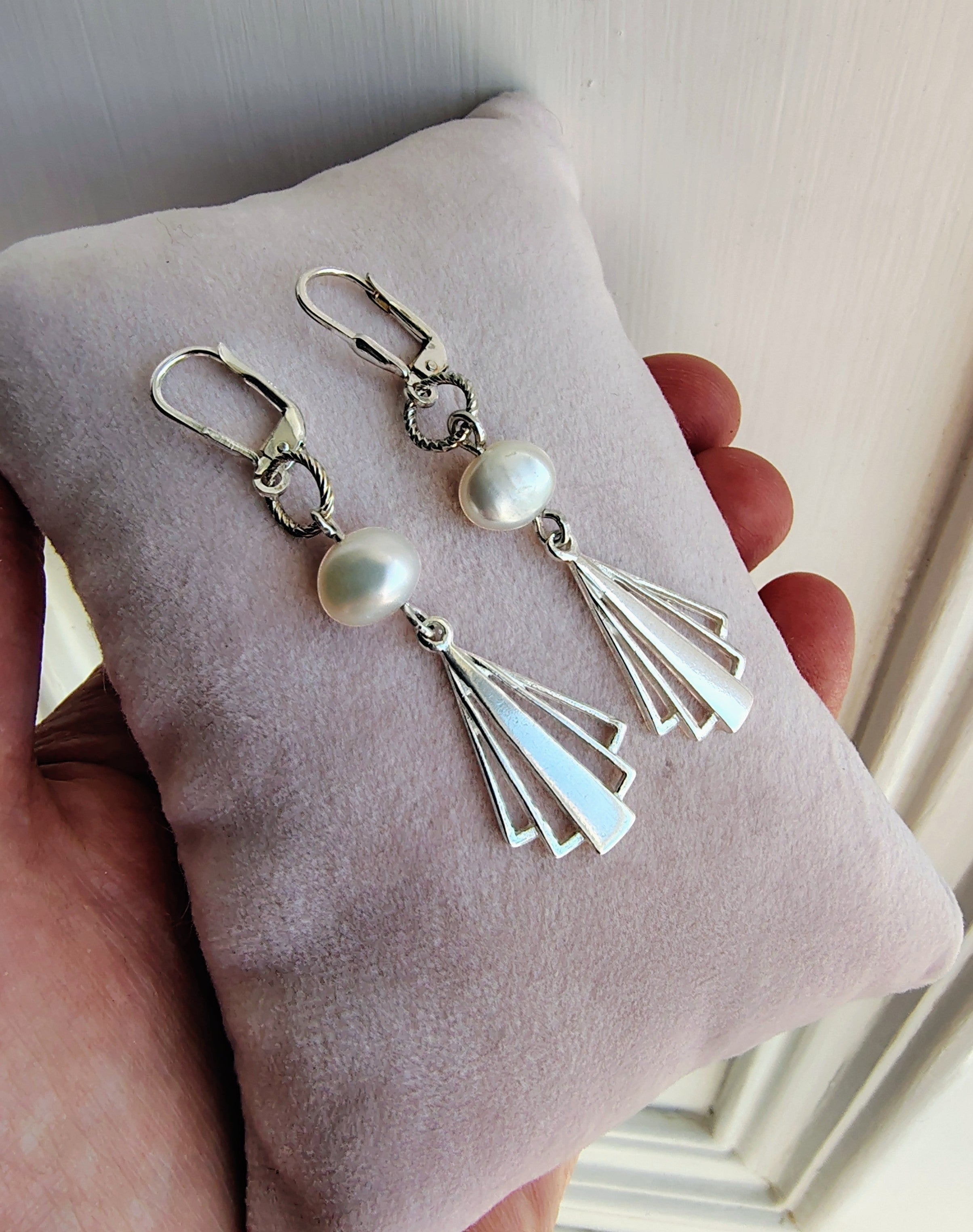 Sterling Silver & Freshwater Pearl Bridal Earrings