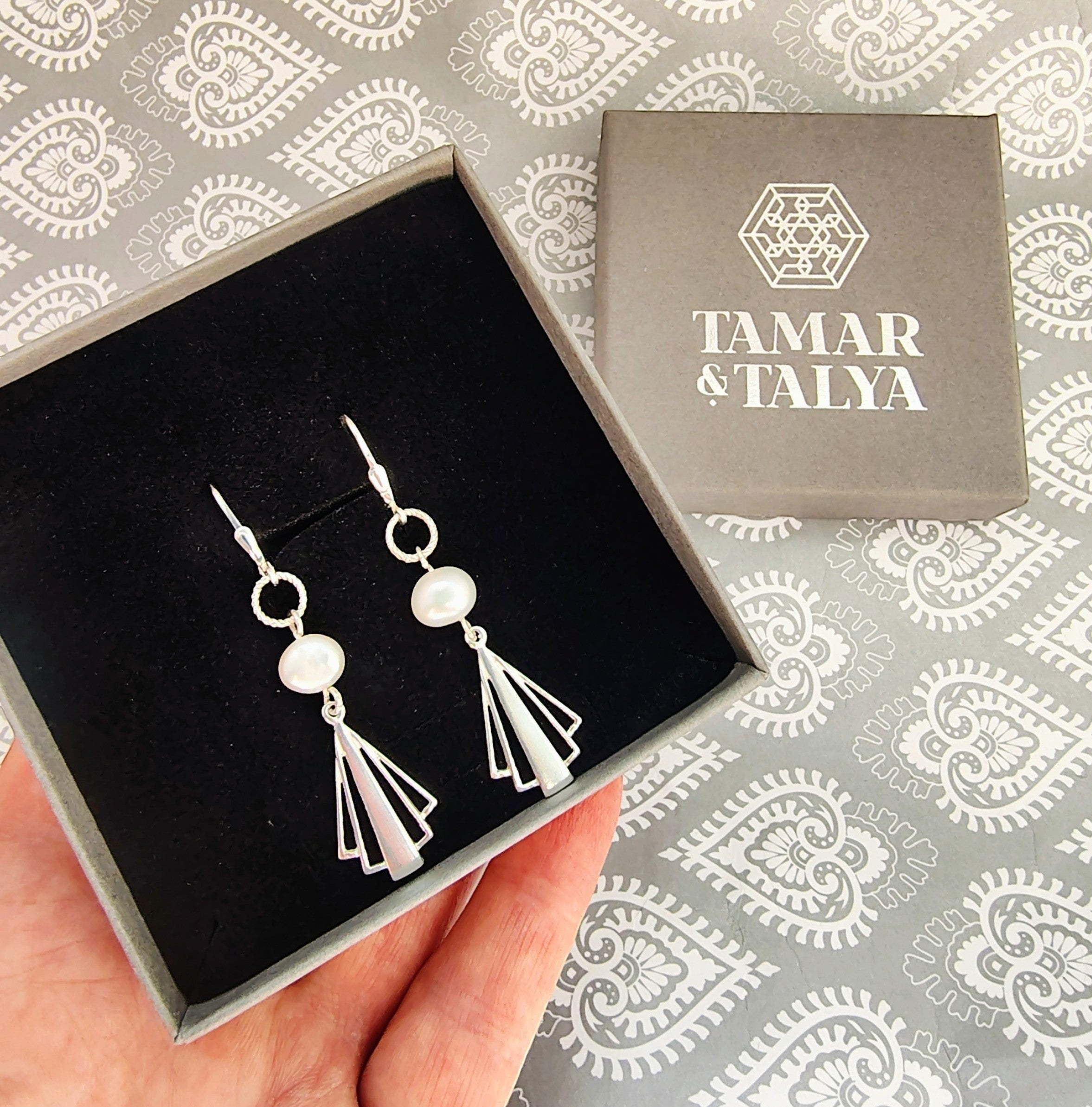 Sterling Silver & Freshwater Pearl Bridal Earrings