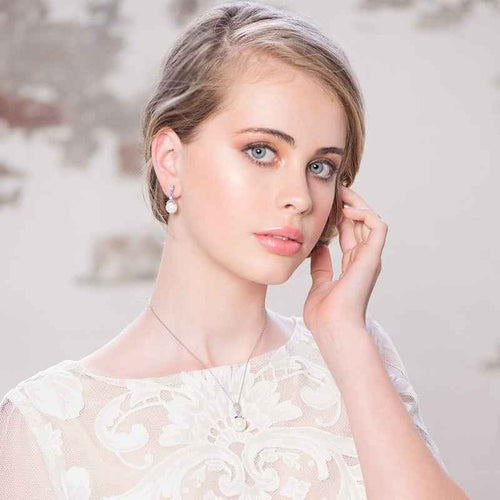 Bridal Gold Necklace Set | CZ Necklace and Earrings | Tamar and Talya