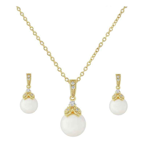 Bridal Gold Necklace Set | CZ Necklace and Earrings | Tamar and Talya