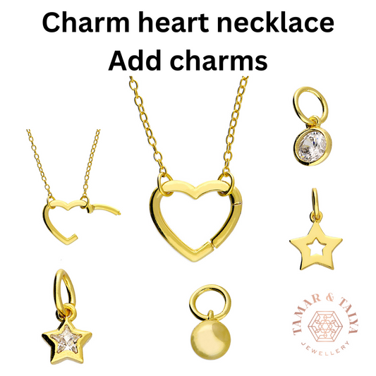 Gold heart charm necklace - add your charms