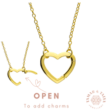 Load image into Gallery viewer, Gold heart charm necklace - add your charms - Tamar and Talya
