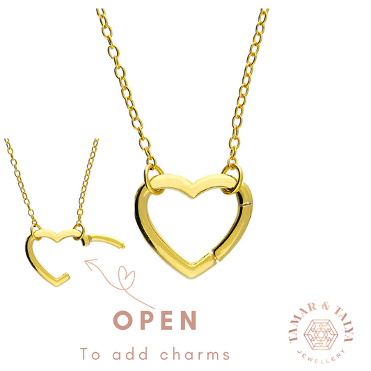 Gold heart charm necklace - add your charms