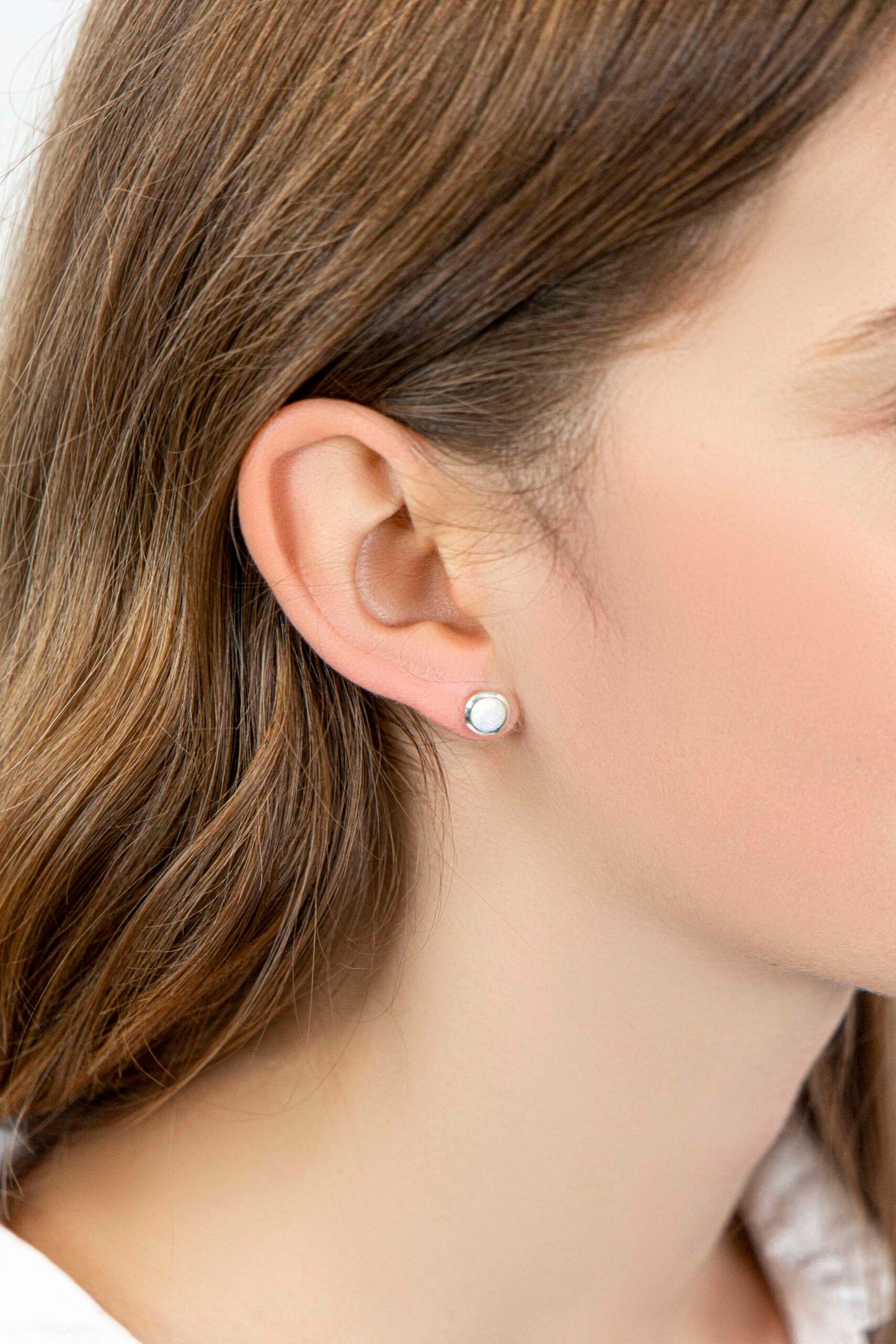 White Opalite studs - 7mm stud earrings