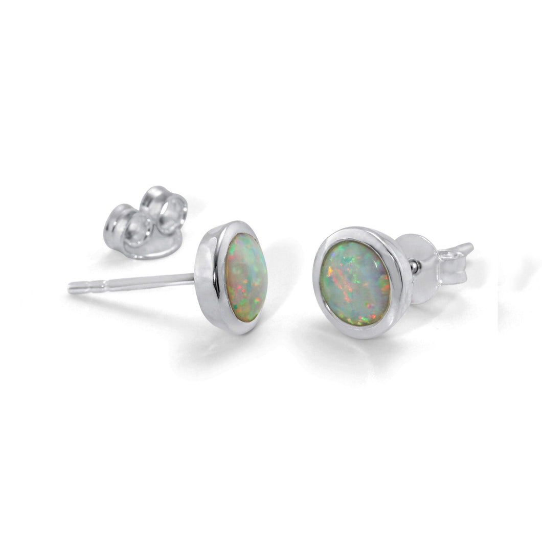 White Opalite studs - 7mm stud earrings - Tamar and Talya