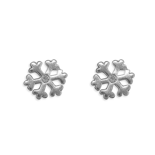 Snowflake studs in sterling silver 925 with cz stone