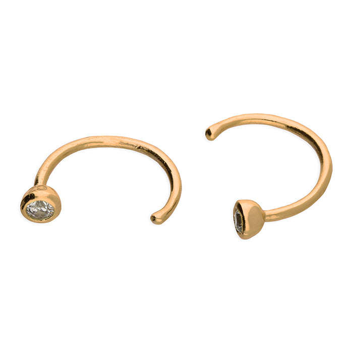 CZ pull through micro hoops in silver, gold and rose gold