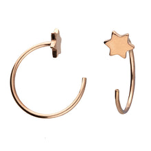 Load image into Gallery viewer, Star pull through hoops in silver, gold and rose gold
