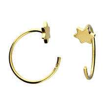 Load image into Gallery viewer, Star pull through hoops in silver, gold and rose gold
