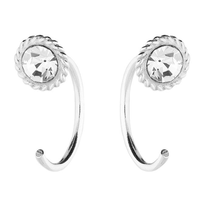 cubic zirconia pull through micro hoops in sterling silver - Tamar and Talya