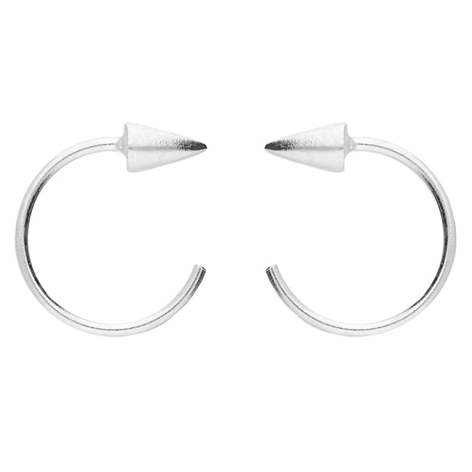 Spike pull through hoops in sterling silver