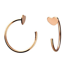 Load image into Gallery viewer, Heart pull through hoops in silver, gold and rose gold - Tamar and Talya
