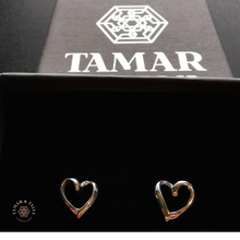 Load image into Gallery viewer, Heart studs handcrafted sterling silver - Tamar and Talya
