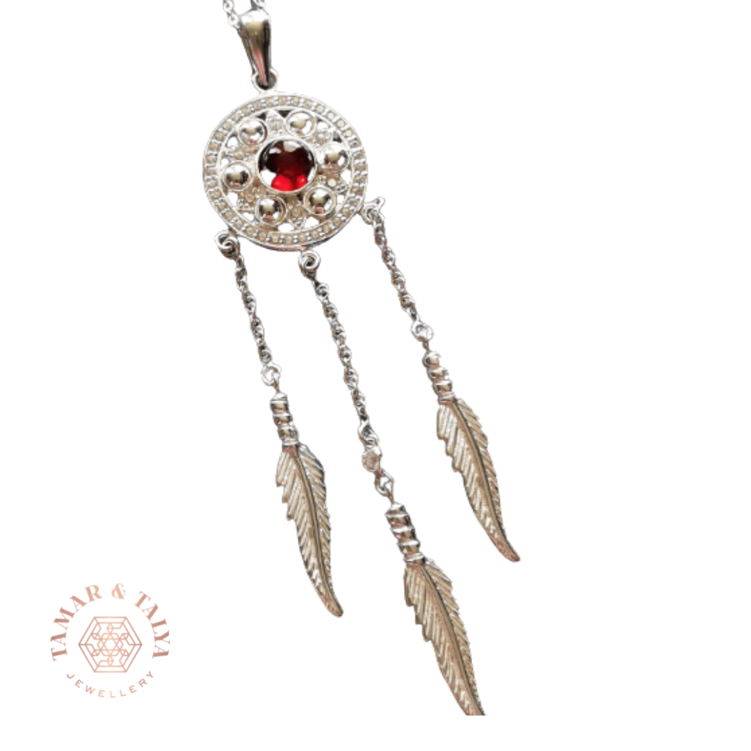 Garnet Dreamcatcher Necklace