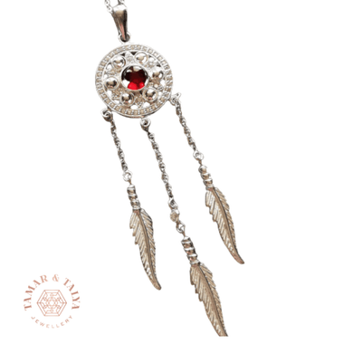 Garnet Dreamcatcher Necklace - Tamar and Talya