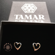 Load image into Gallery viewer, Heart studs handcrafted sterling silver - Tamar and Talya
