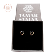 Load image into Gallery viewer, Heart studs handcrafted sterling silver - Tamar and Talya
