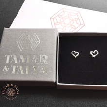 Load image into Gallery viewer, Heart studs handcrafted sterling silver - Tamar and Talya
