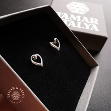 Load image into Gallery viewer, Heart studs handcrafted sterling silver - Tamar and Talya
