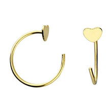 Load image into Gallery viewer, Heart pull through hoops in silver, gold and rose gold - Tamar and Talya
