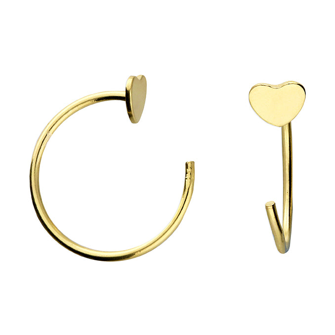 Heart pull through hoops in silver, gold and rose gold