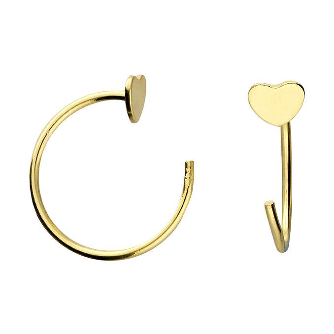 Heart pull through hoops in silver, gold and rose gold - Tamar and Talya