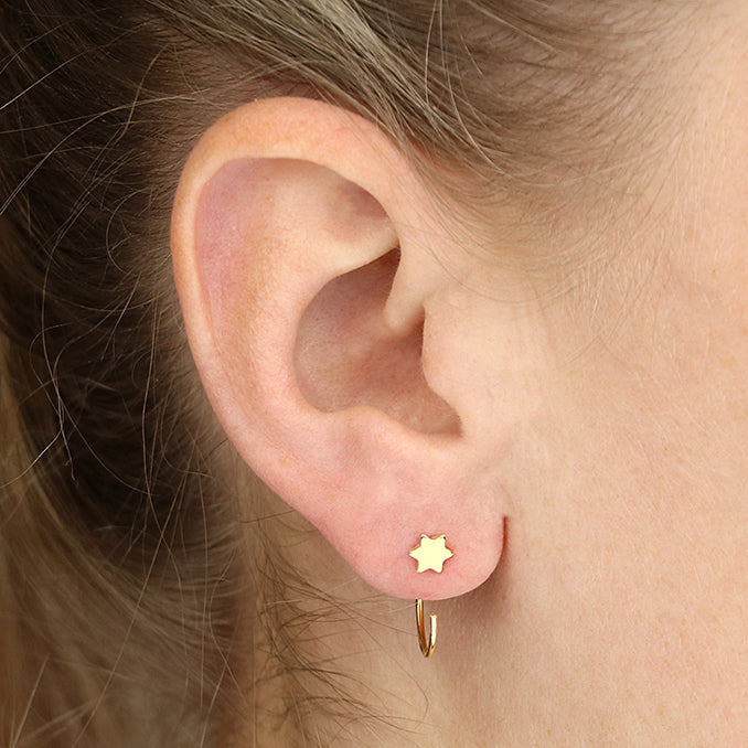 Star pull through hoops in silver, gold and rose gold