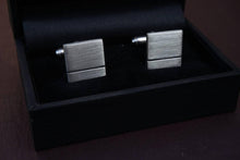 Load image into Gallery viewer, Square cufflinks handcrafted from sterling silver with black line - Tamar and Talya
