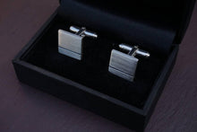 Load image into Gallery viewer, Square cufflinks handcrafted from sterling silver with black line - Tamar and Talya
