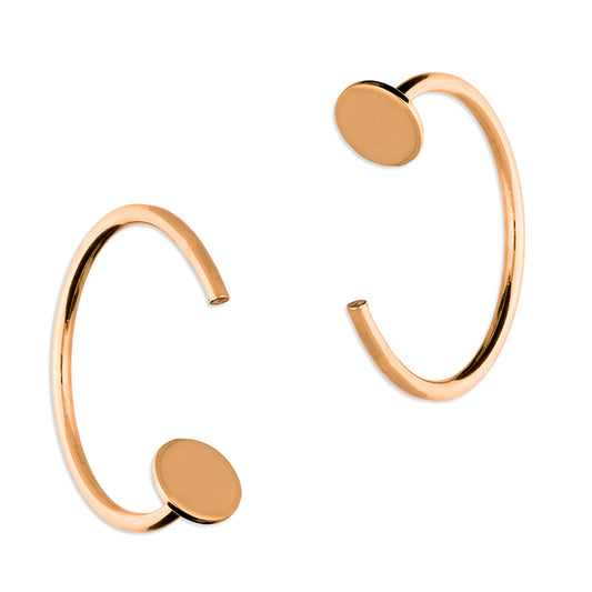 Circle disc pull through hoop in silver, gold and rose gold