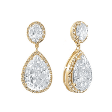 Load image into Gallery viewer, Bridal gold cubic zirconia earrings - Tamar and Talya
