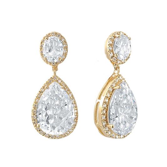 Bridal gold cubic zirconia earrings - Tamar and Talya