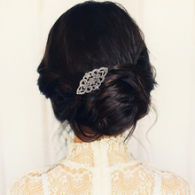 Load image into Gallery viewer, Bridal cz hair comb rose gold art deco headpiece - Tamar and Talya
