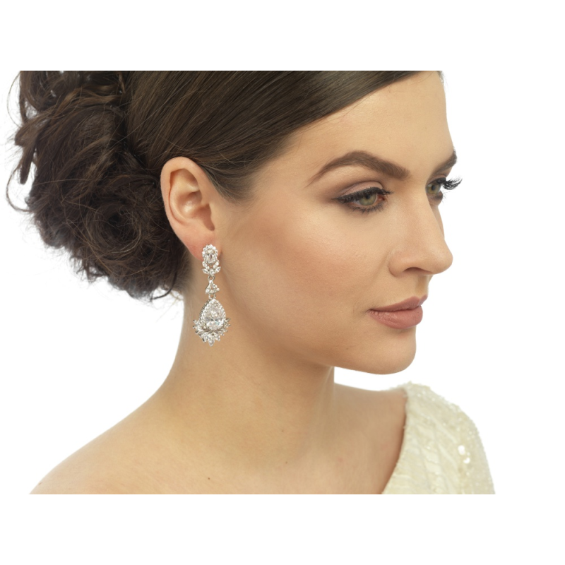 Bridal statement rose gold cubic zirconia earrings - Tamar and Talya