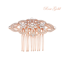 Load image into Gallery viewer, Bridal cz hair comb rose gold art deco headpiece - Tamar and Talya
