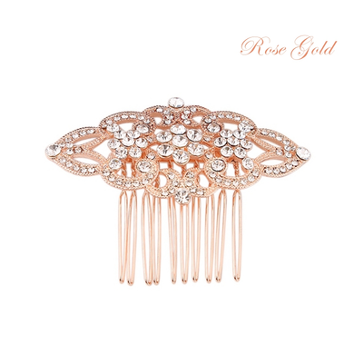 Bridal cz hair comb rose gold art deco headpiece - Tamar and Talya